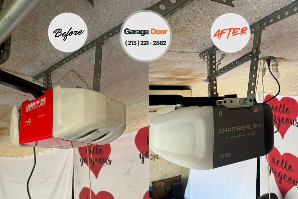 Before and after: garage door repair Southside Place, TX